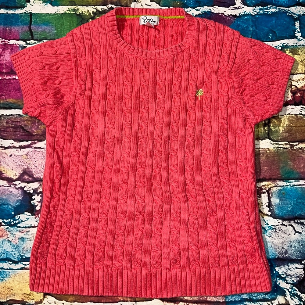 Lily Pulitzer cable/ribbon short sleeve sweater